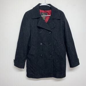 FABIO Womens Wool Pea Jacket Coat Casual Lined Warm Charcoal Gray Size Medium